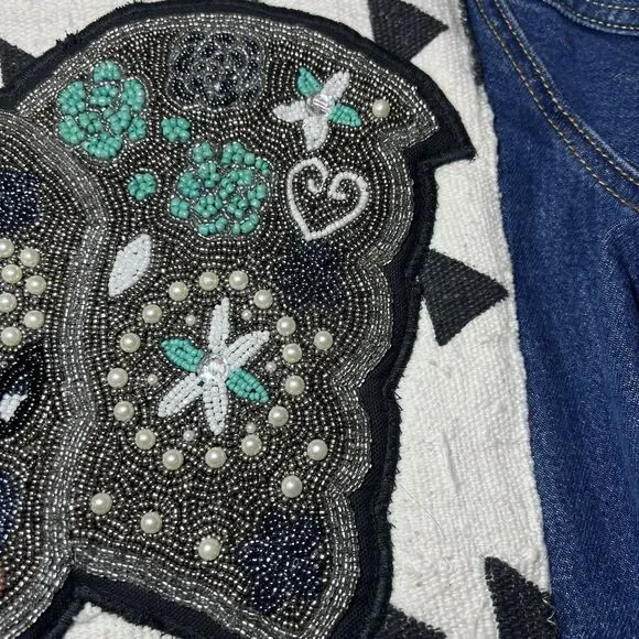 Pink & Silver Fashion Boho-Chic One Of A Kind Levi's Hand Beaded M Denim Jacket - Picture 7 of 16
